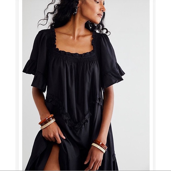 Free People Harriet Midi Dress Black 